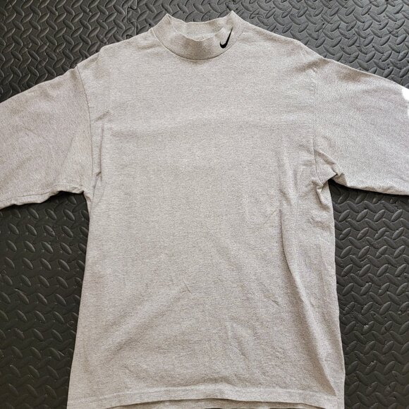 Nike Vintage 90s Y2K Era Mock Neck Long Sleeve T Shirt, Gray, Made in USA, Med - Picture 2 of 13